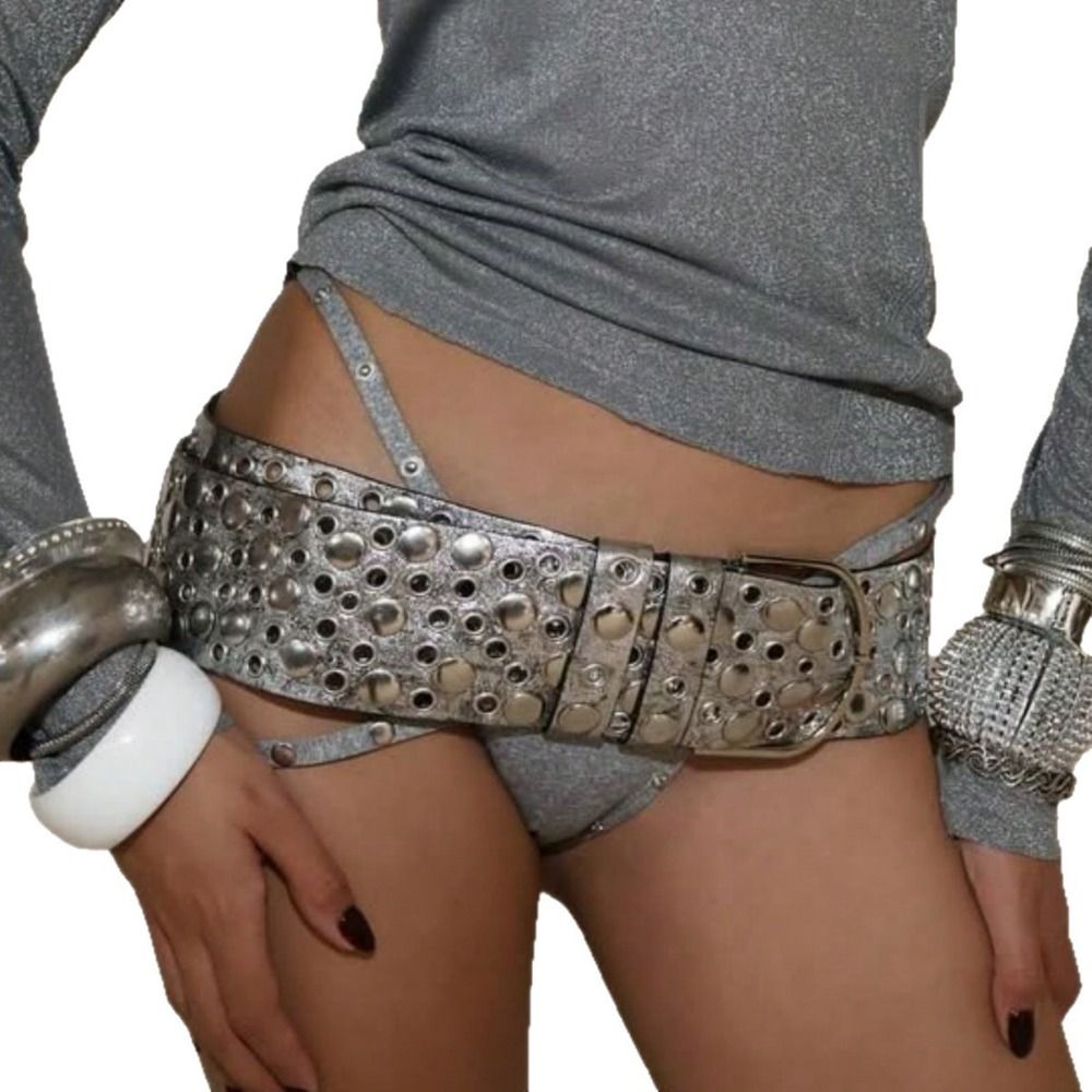 Streetwear Brand Belts - Punk Hollow Eyelet Rivet Belt Luxury