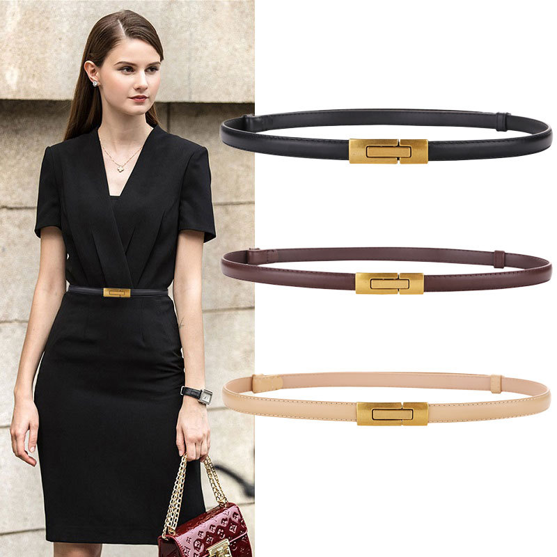 Off White Belt - Genuine Leather Thin Belt for Women's