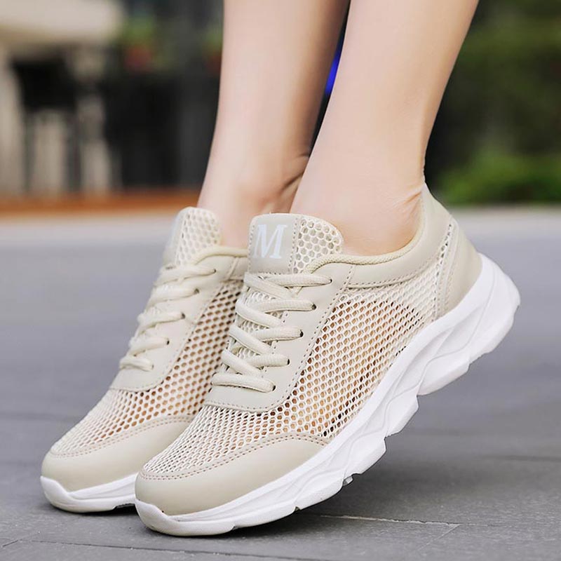 Streetwear Brand With White Flowers - Summer Breathable Sneakers Women Mesh Women's