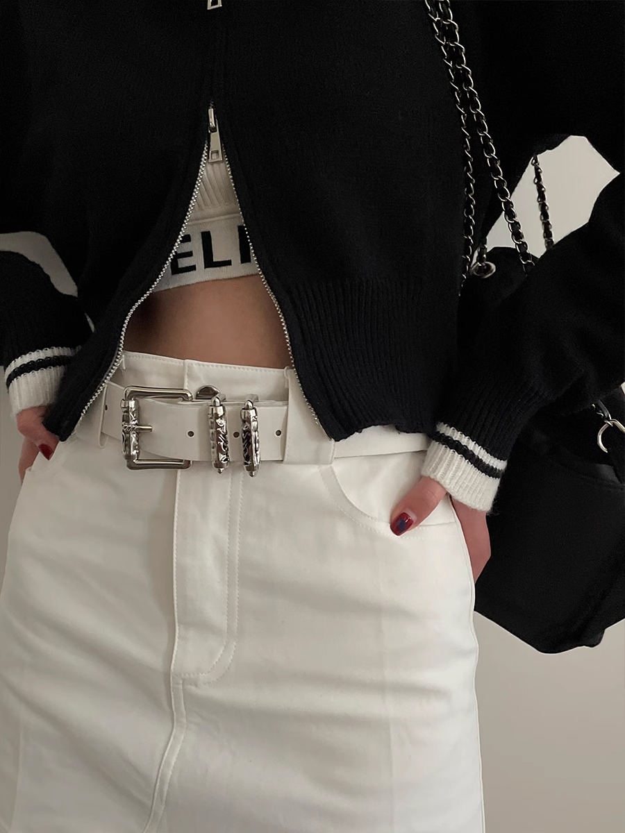 Off White Belt - New retro Female Subculture Belt Punk