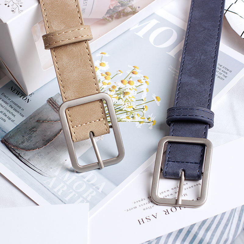 Off White Belt - 1spc Simple and versatile square buckle