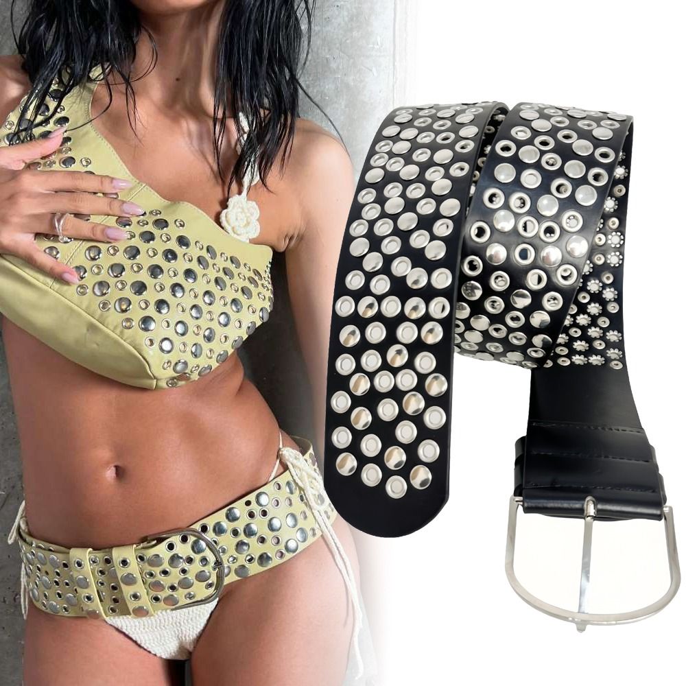 Streetwear Brand Belts - Punk Hollow Eyelet Rivet Belt Luxury