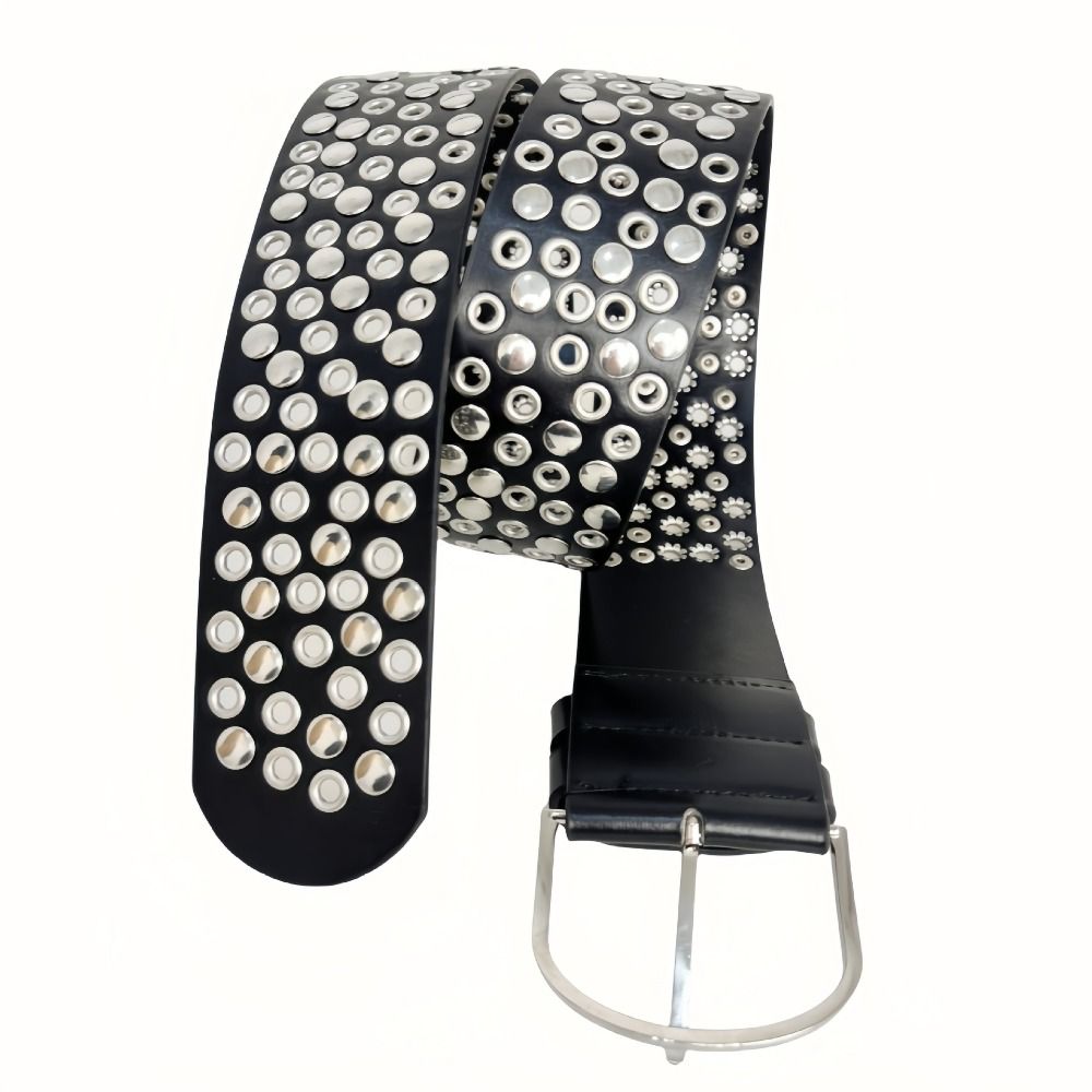 Punk Hollow Eyelet Rivet Belt  - Streetwear Brand Belts 评论和价格