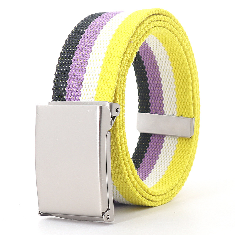 120cm Colorful Stripes Canvas  - Off White Belt 评论和价格