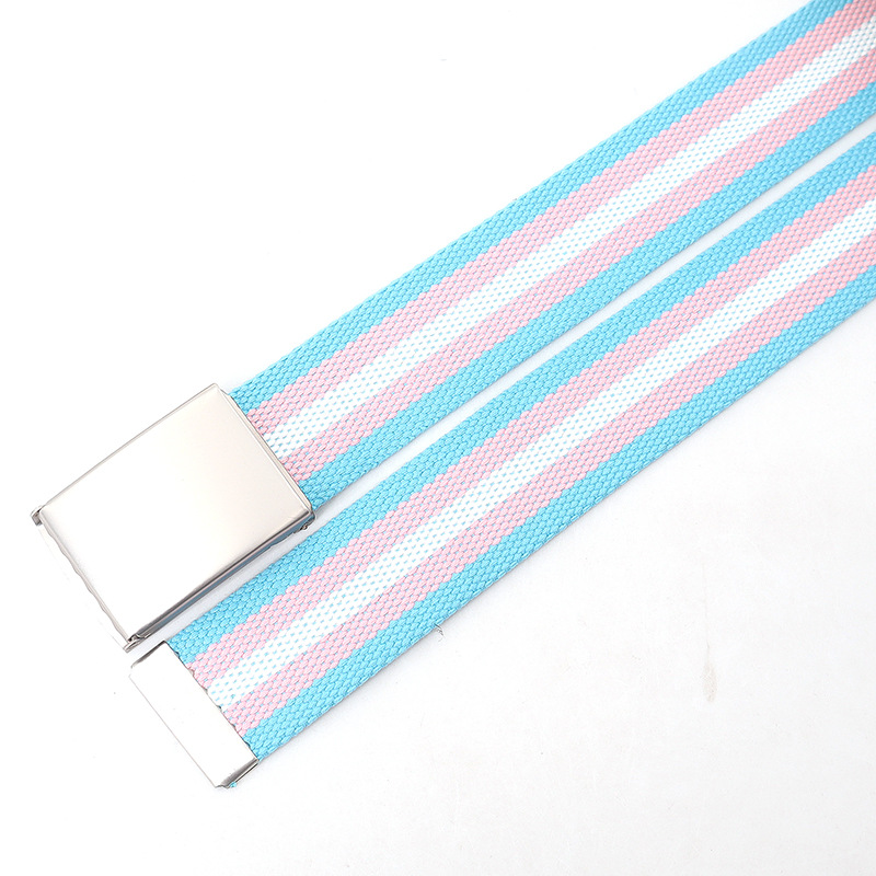 120cm Colorful Stripes Canvas  - Off White Belt 评论和价格