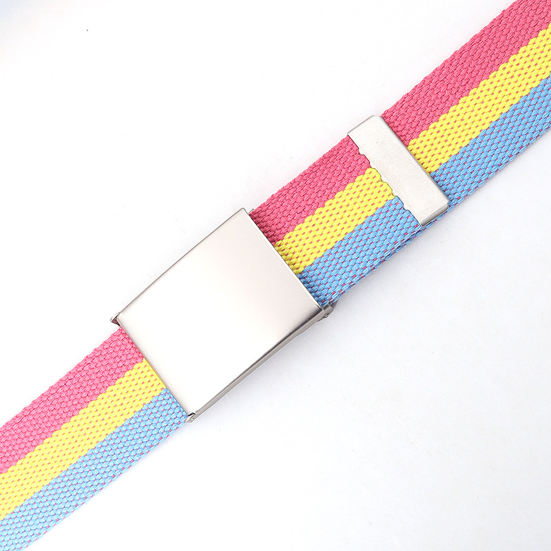 120cm Colorful Stripes Canvas  - Off White Belt 评论和价格