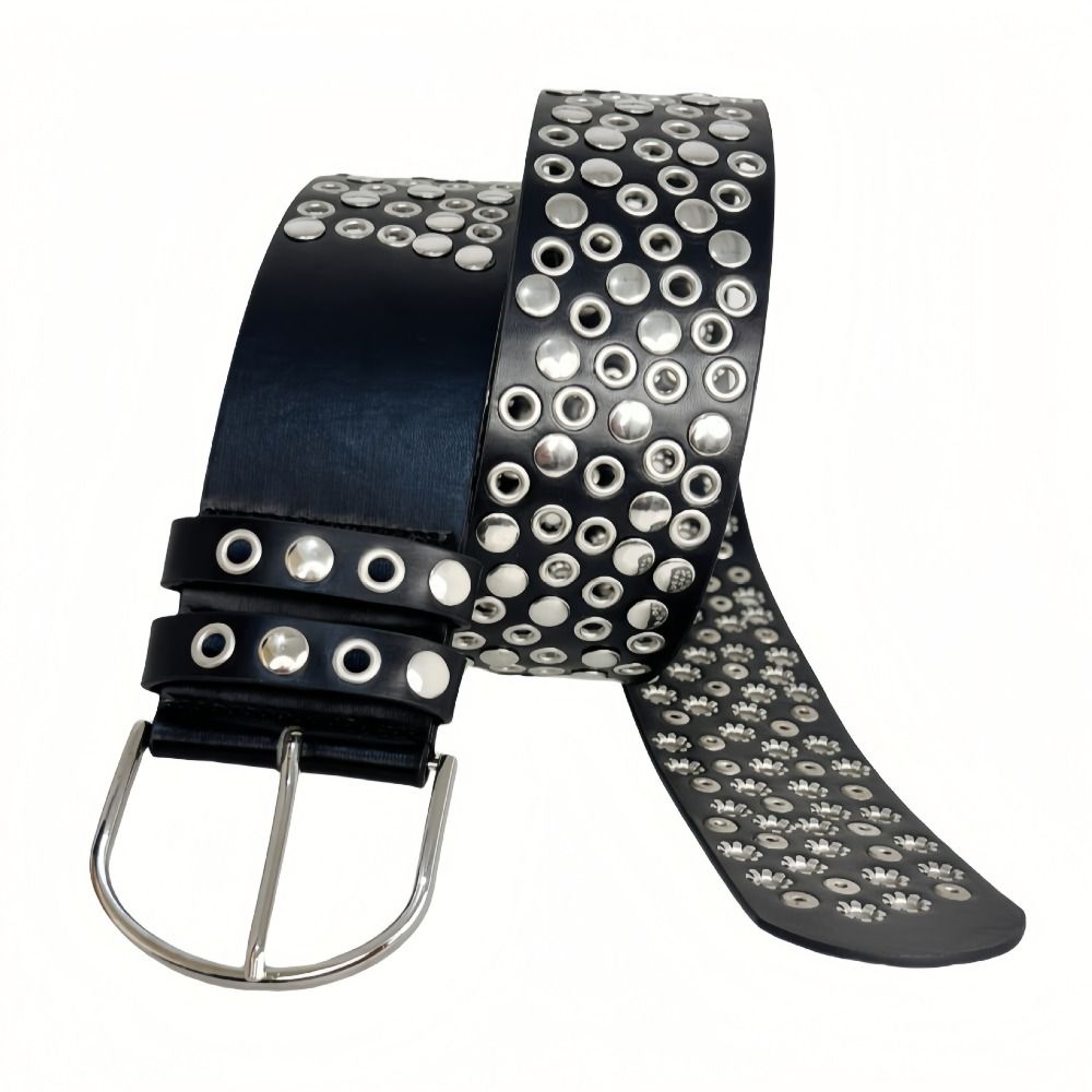 Punk Hollow Eyelet Rivet Belt  - Streetwear Brand Belts 评论和价格