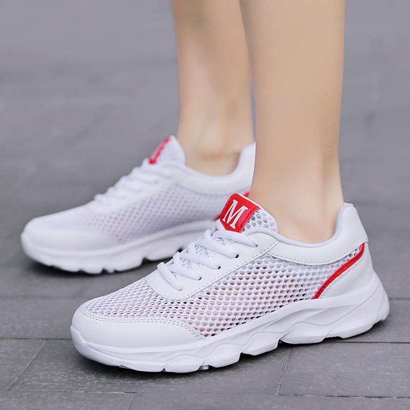 Summer Breathable Sneakers Wom - Streetwear Brand With White Flowers 评论和价格