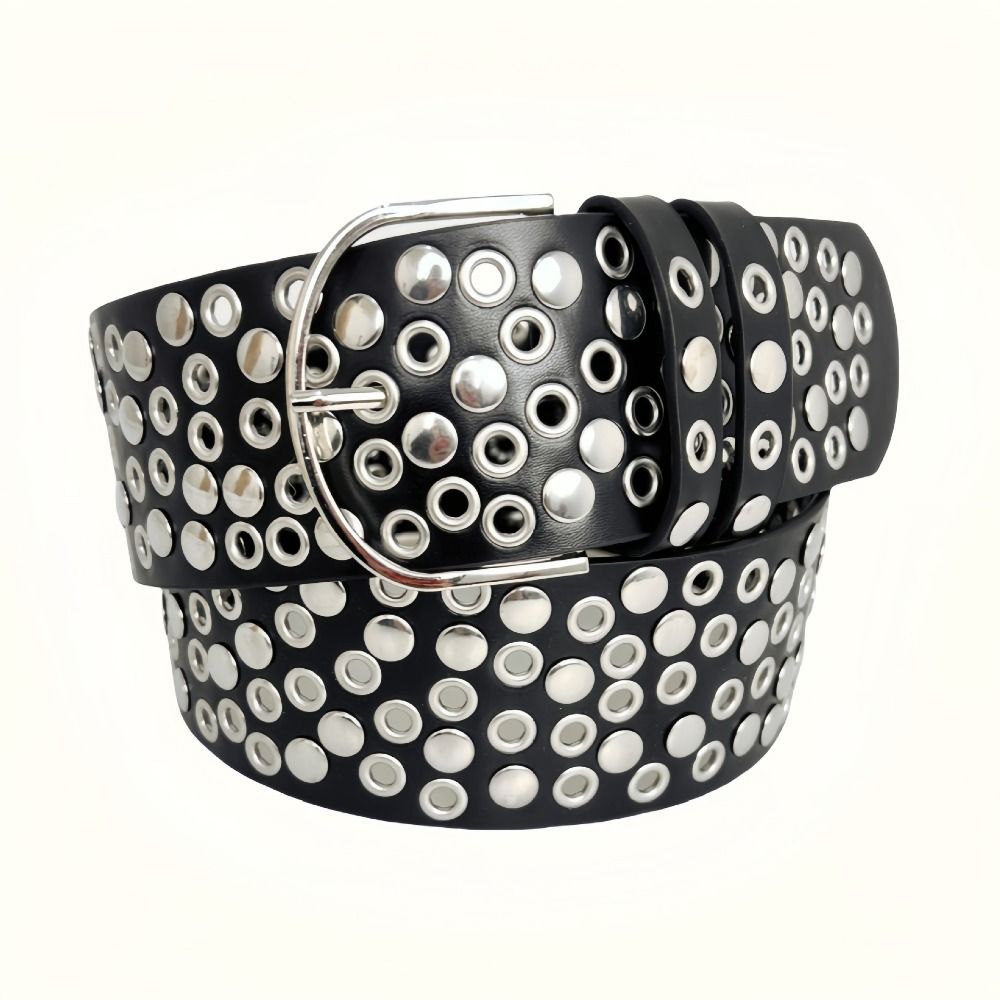 Punk Hollow Eyelet Rivet Belt  - Streetwear Brand Belts 评论和价格