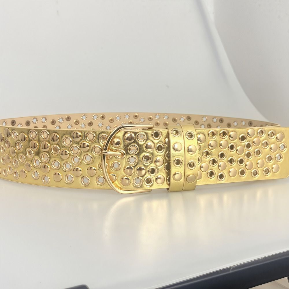 Punk Hollow Eyelet Rivet Belt  - Streetwear Brand Belts 评论和价格