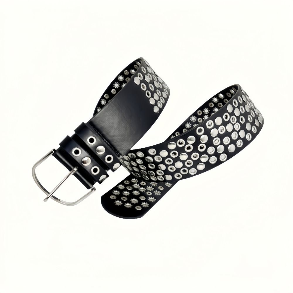 Punk Hollow Eyelet Rivet Belt  - Streetwear Brand Belts 评论和价格