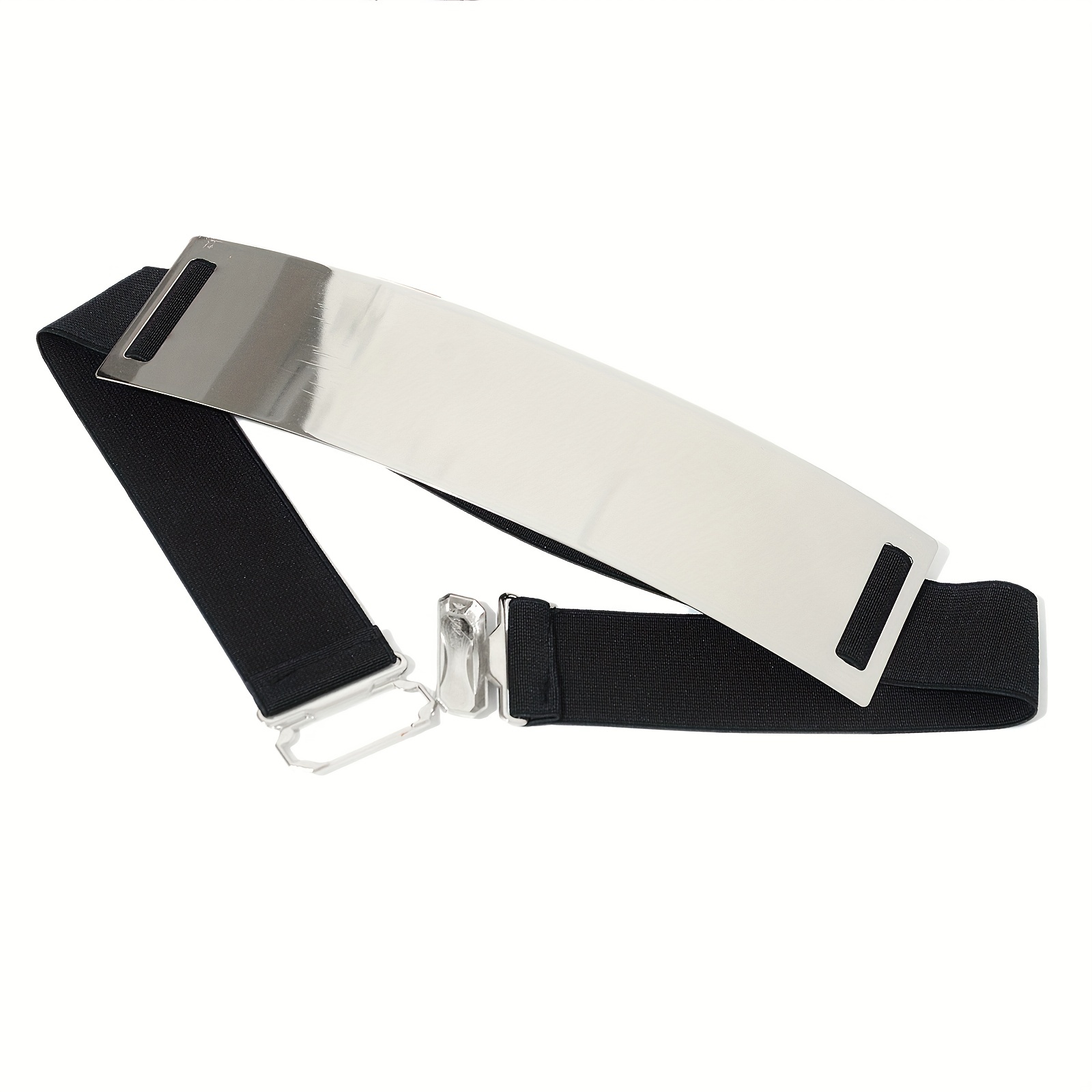 Punk-Elegant Metallic Glossy W - Off White Belt 评论和价格