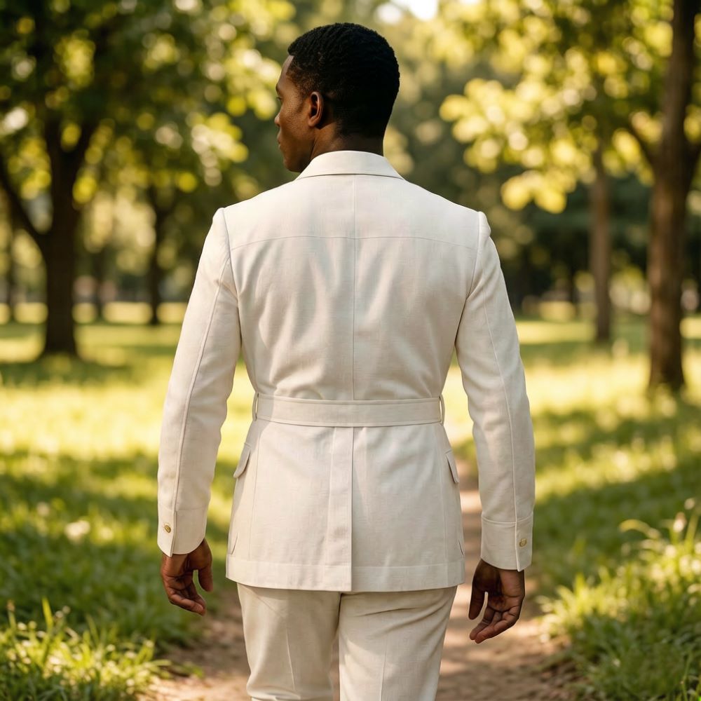 Mens Off White Linen Safari Su - Off White Belt 评论和价格