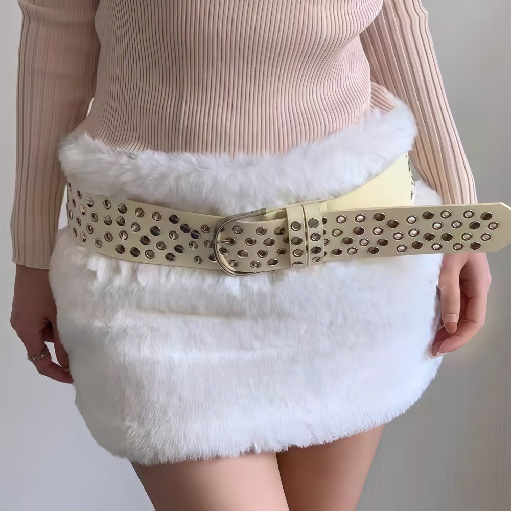 Punk Hollow Eyelet Rivet Belt  - Streetwear Brand Belts 评论和价格